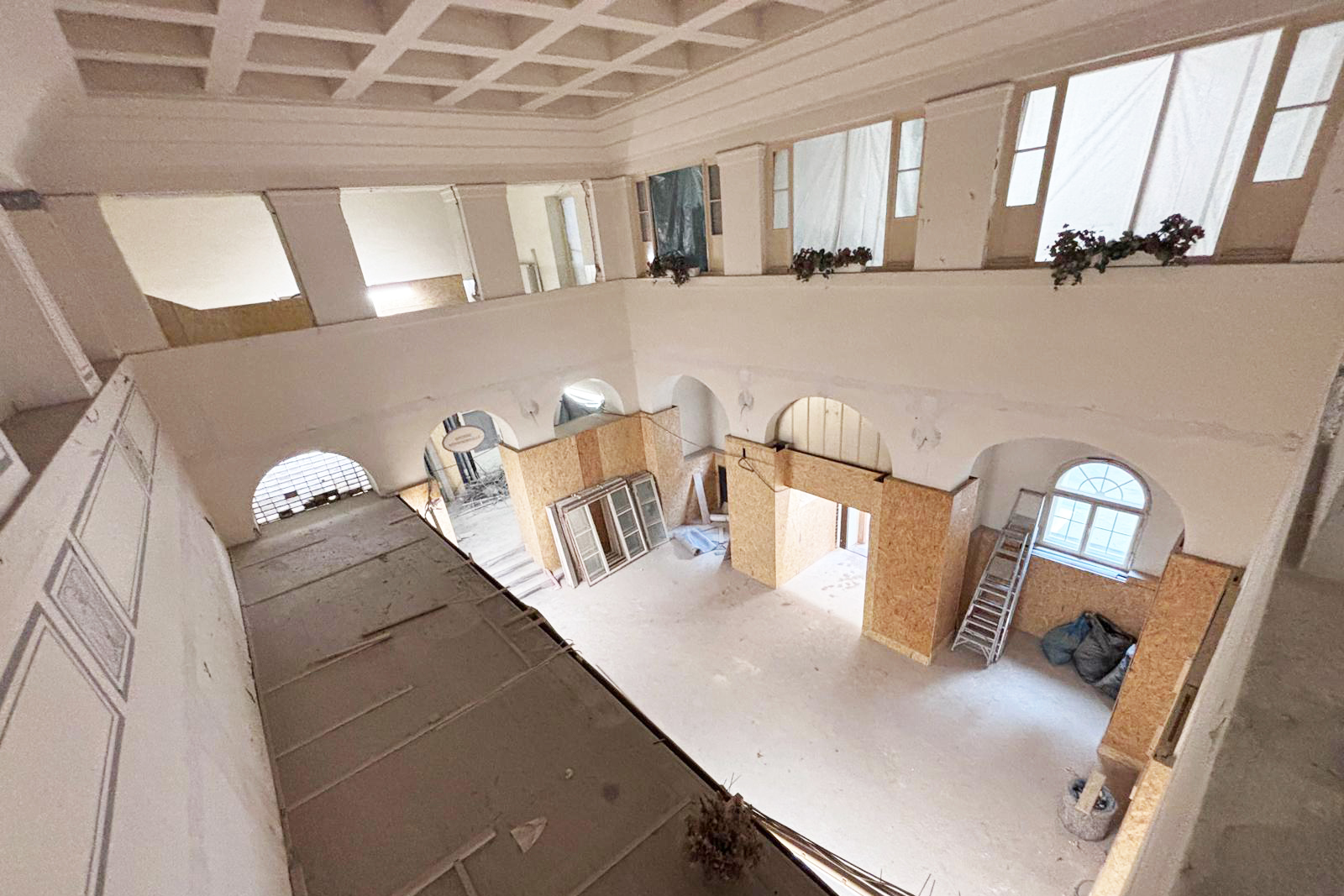 Blick in die Baustelle Stadtbad, hier in die Eingangshalle.
