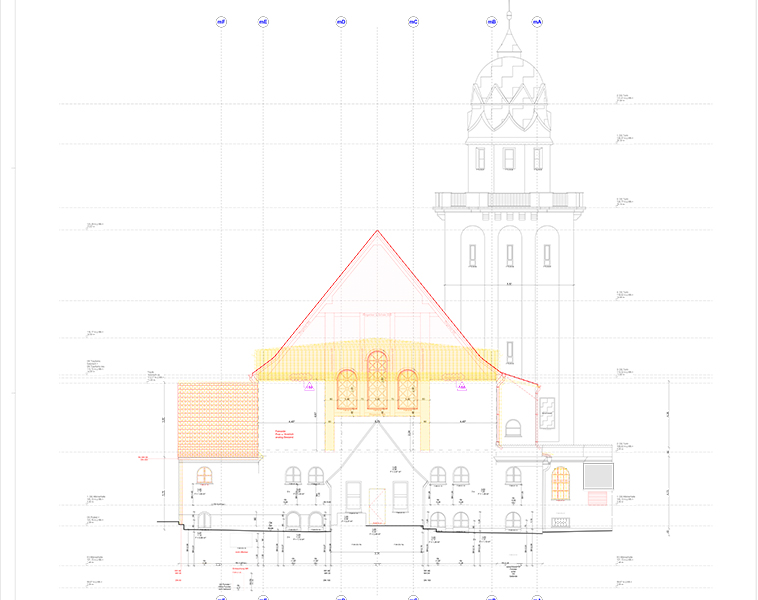 Plan des künftigen Spitzdaches.