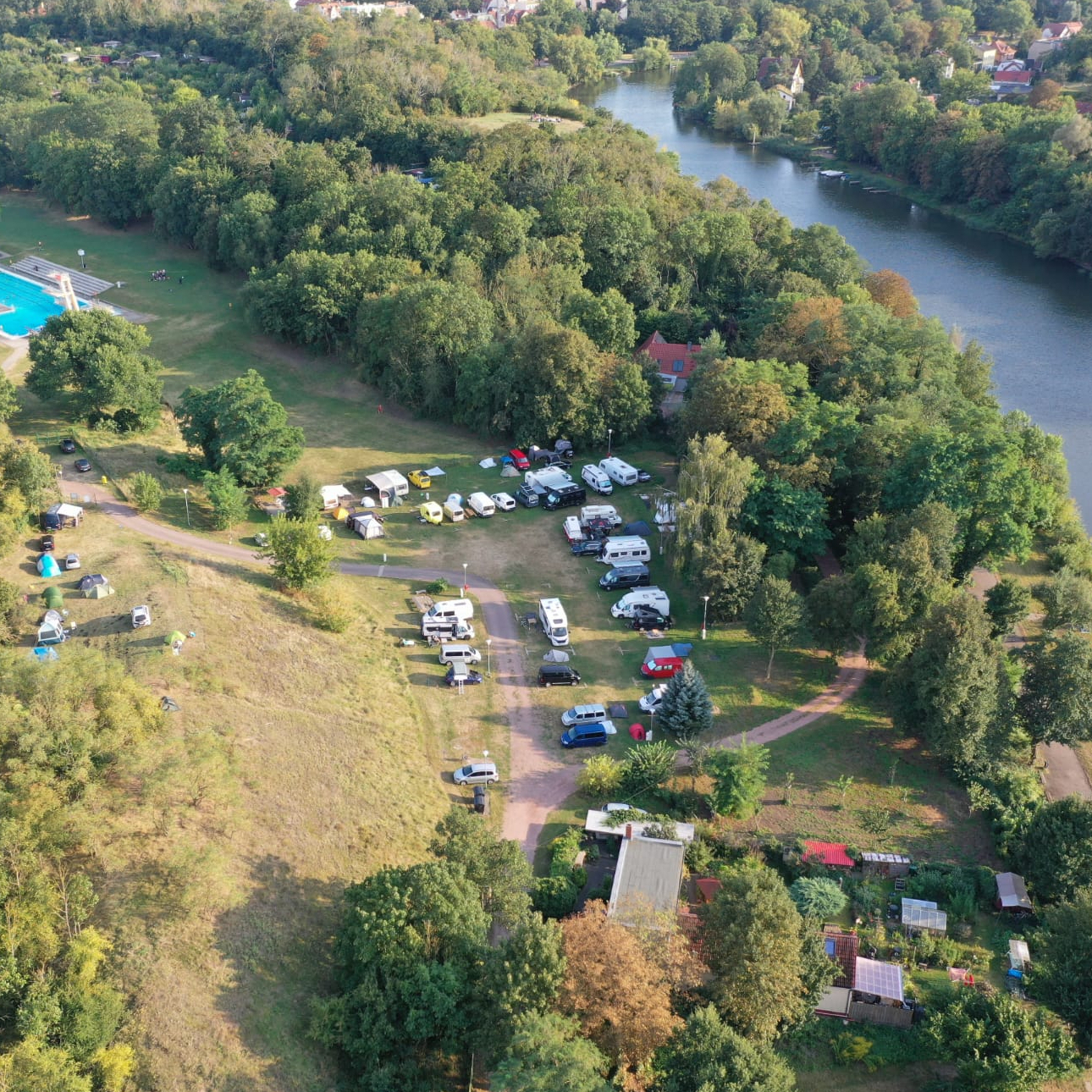 Der Campingplatz Nordbad aus der Luft.