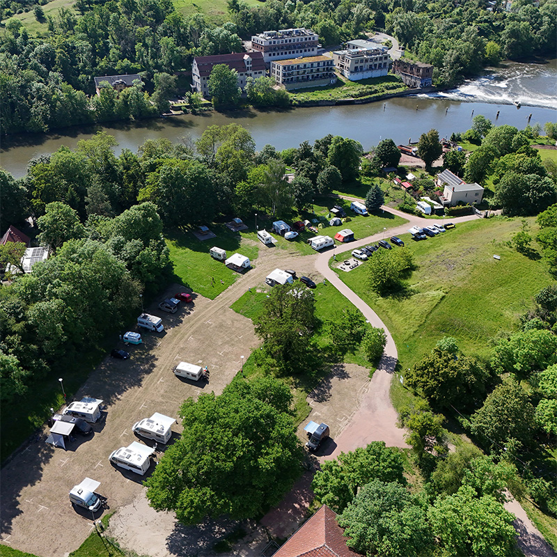 Luftaufnahme Campingplatz.