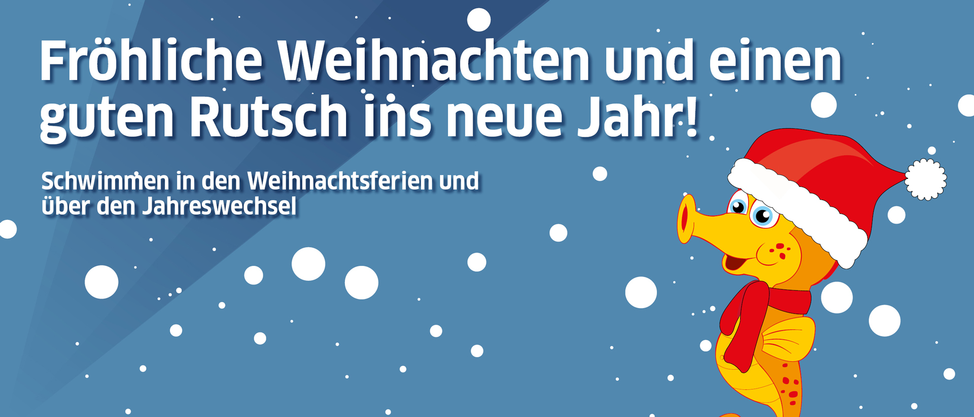 ein weihnachtliches Seepferdchen wünscht frohe Weihnachten und einen guten Rutsch